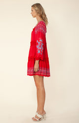 Darby Embroidered Dress, red
