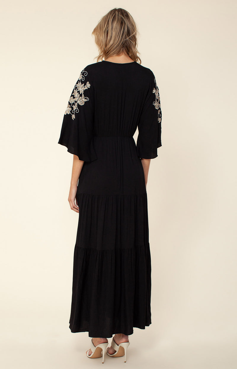 Cecilia Embroidered Maxi Dress, color_black