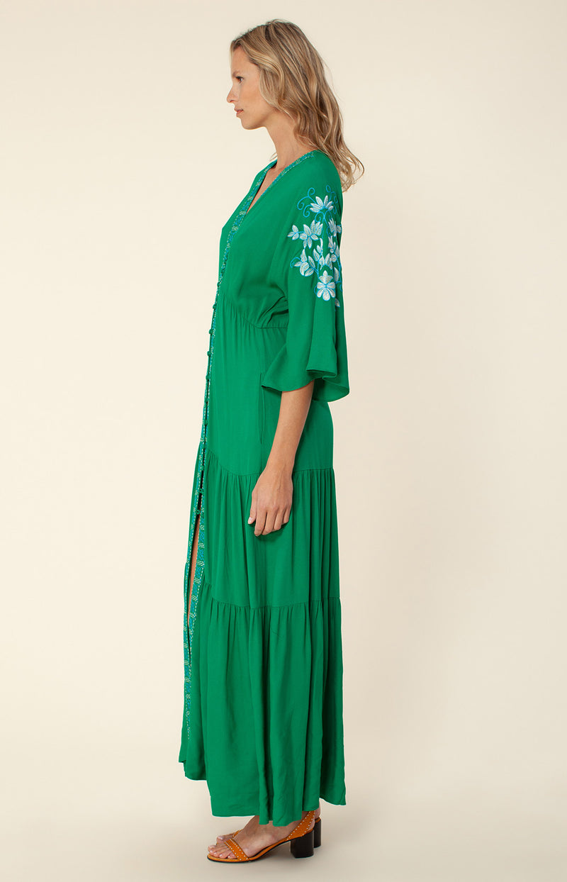 Cecilia Embroidered Maxi Dress, color_emerald