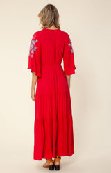 Cecilia Embroidered Maxi Dress, color_red