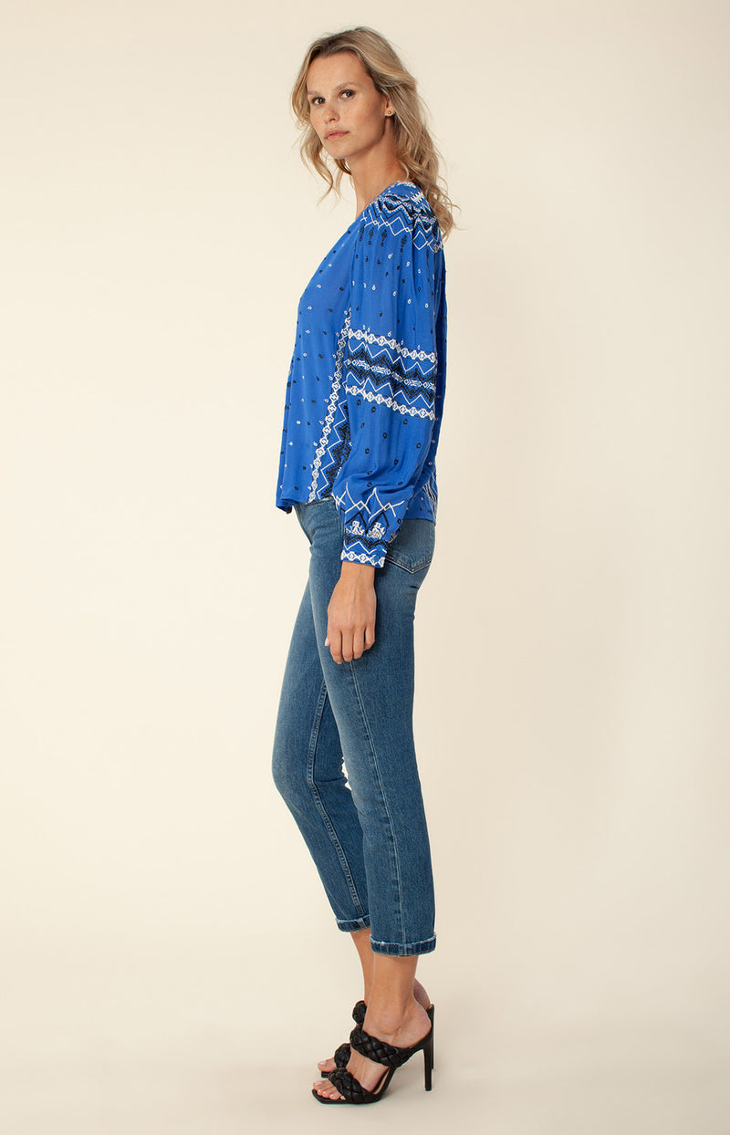 Evelyn Embroidered Top, color_blue