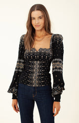 Hassina Embroidered Top, color_black