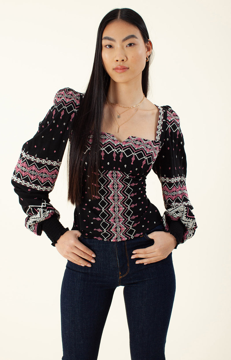 Hassina Embroidered Top, color_pink