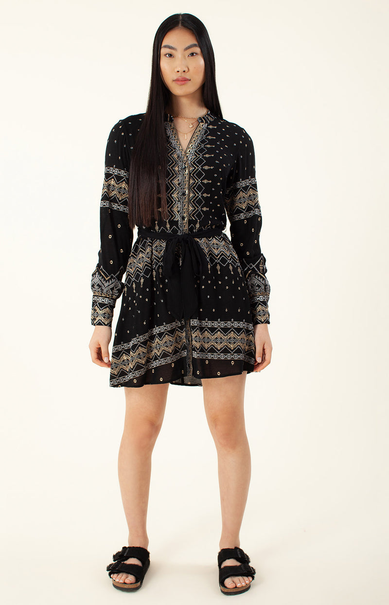Rasida Embroidery Dress, color_black