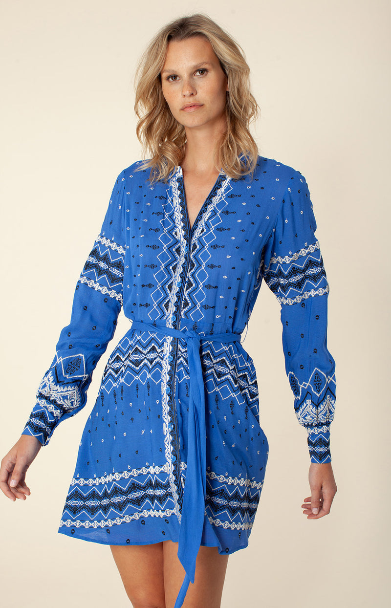 Rasida Embroidery Dress, color_blue