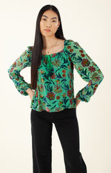 Edessa Velvet Burnout Top, color_emerald