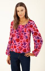 Edessa Velvet Burnout Top, color_pink