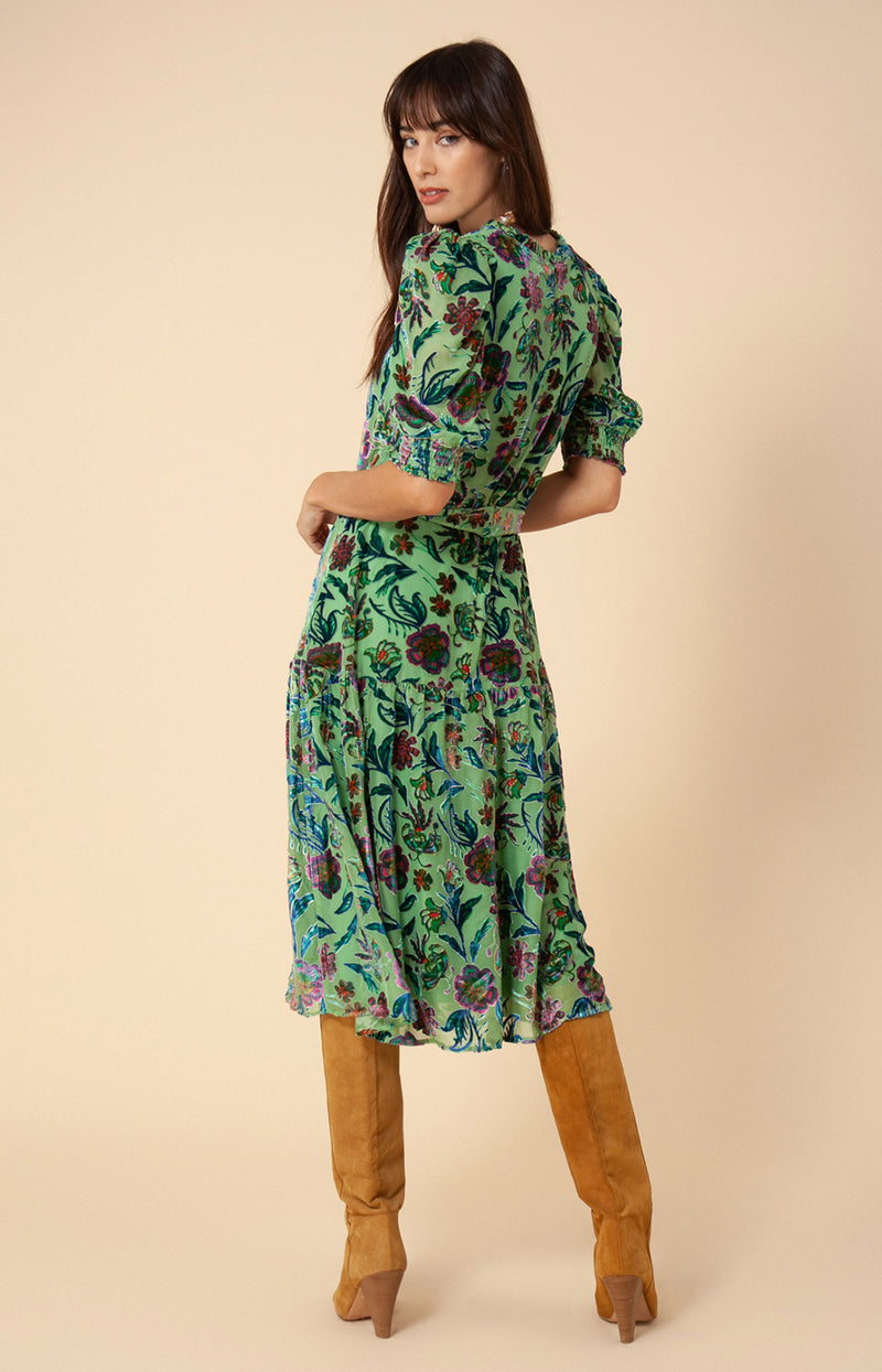 Kimbra Velvet Burnout Dress, color_emerald