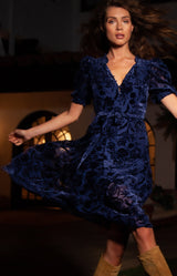 Kimbra Solid Velvet Burnout Dress, color_navy
