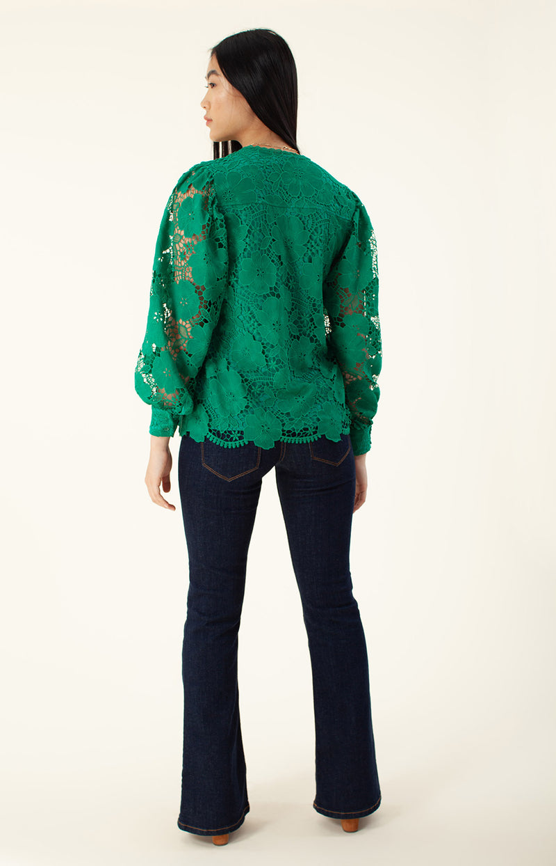 Dianora Lace Top, color_emerald