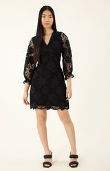 Mellea Lace Dress, color_black