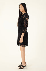 Mellea Lace Dress, color_black