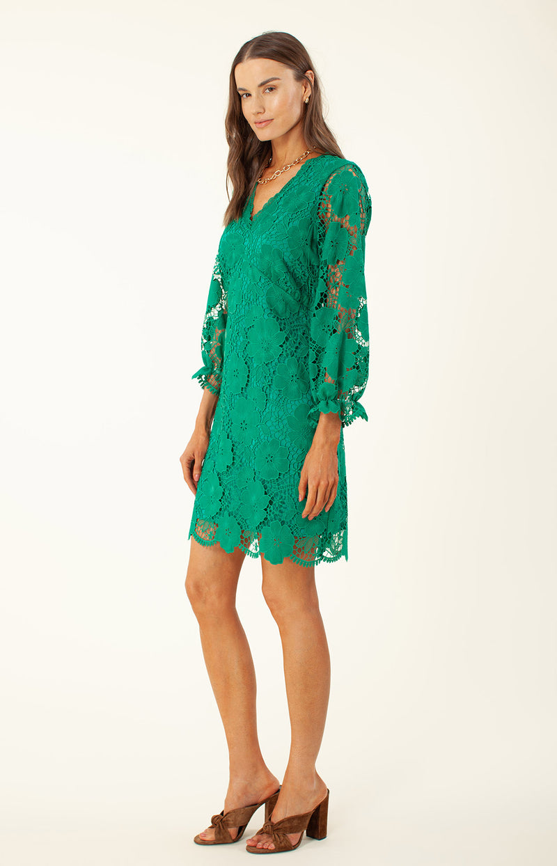 Mellea Lace Dress, color_emerald