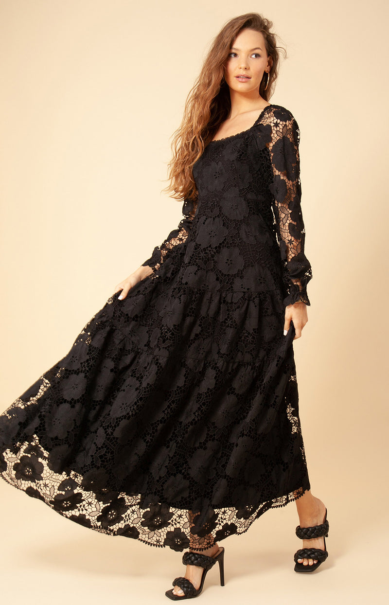 Saige Lace Maxi Dress, color_black