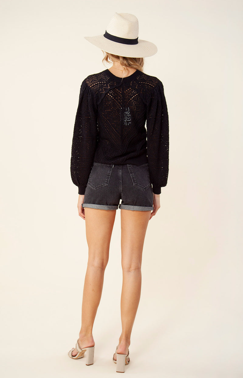Jovita Pointelle Sweater, color_black