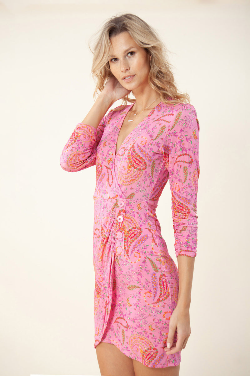 Jasmine Draped Jersey Dress, color_pink