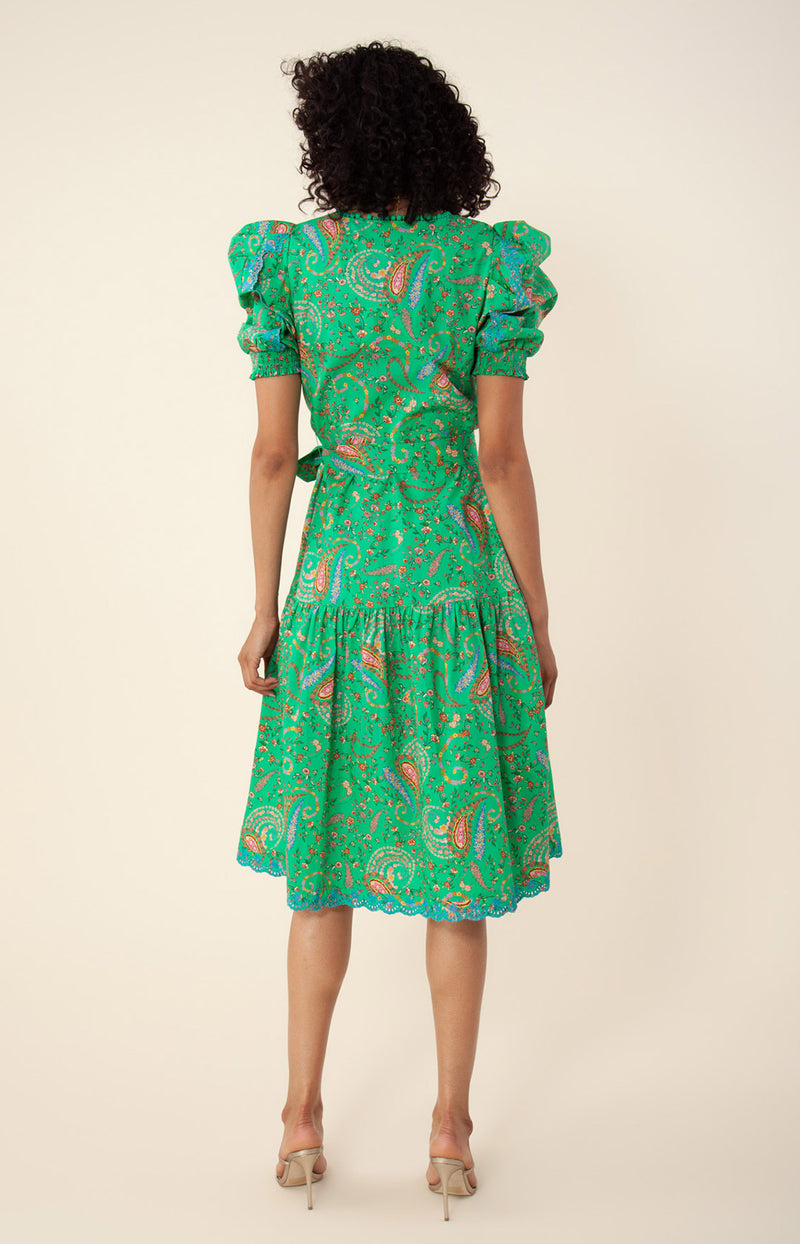 Elaina Poplin Midi Dress, color_emerald