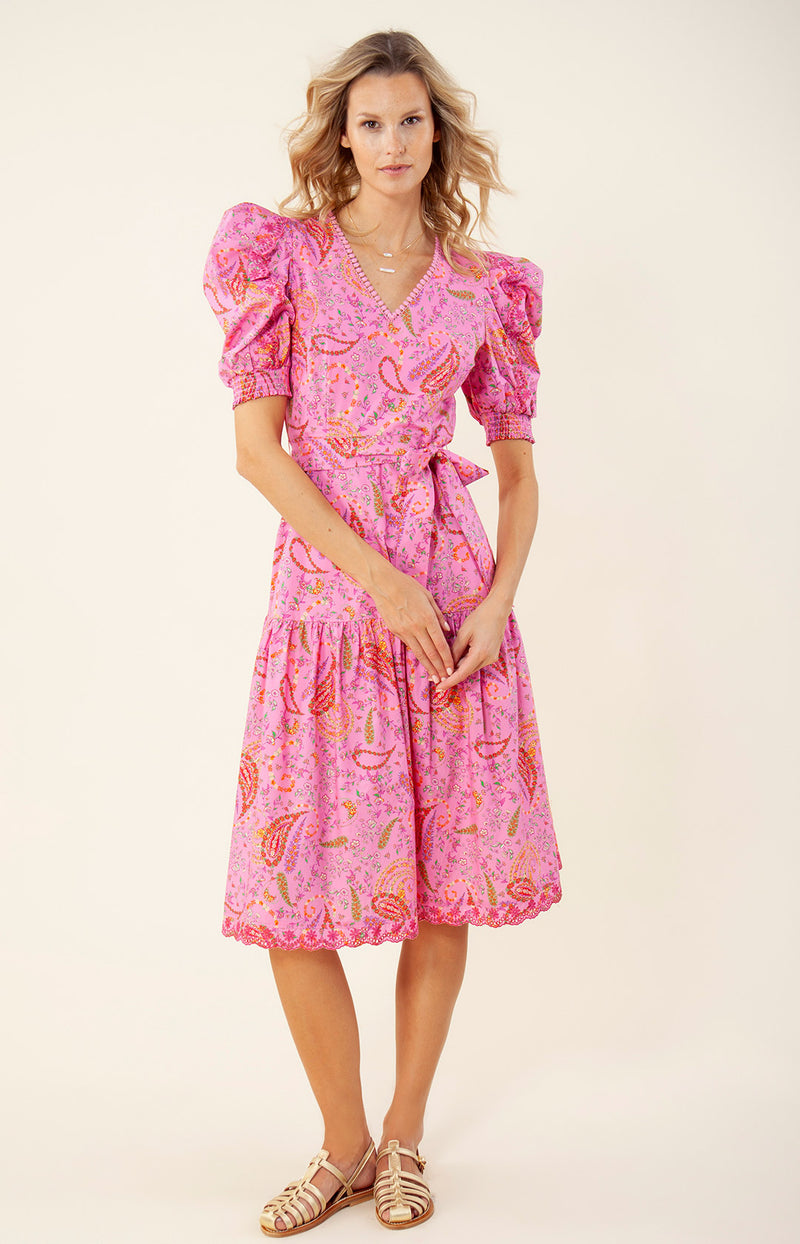 Elaina Poplin Midi Dress, color_pink