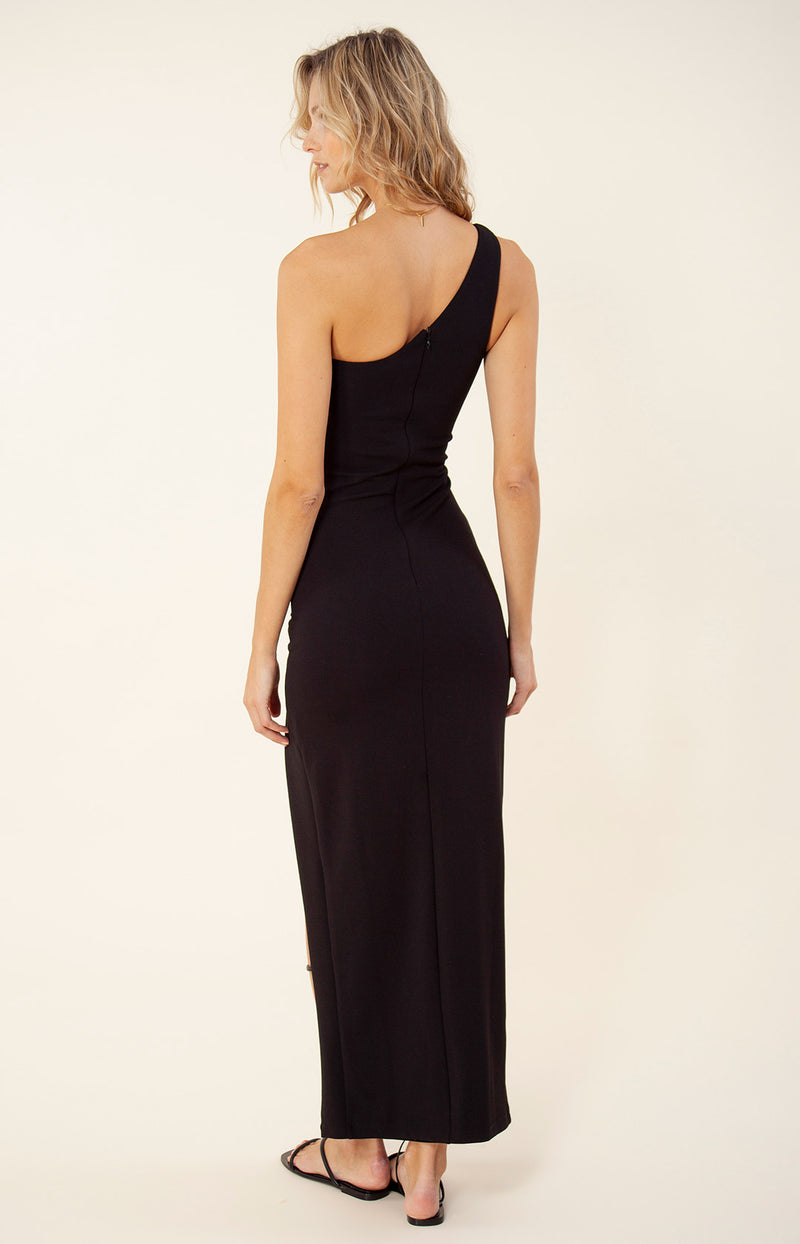 Stassie Solid One Shoulder Maxi Dress, color_black