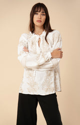 Mahina Embroidered Top, color_gold