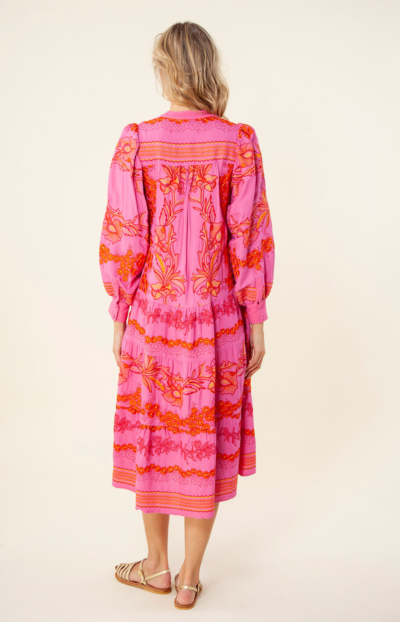 Janina Embroidered Midi Dress, color_fuchsia