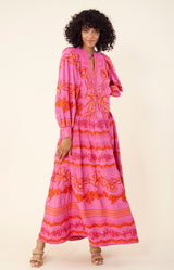 Janina Embroidered Maxi Dress, color_fuchsia