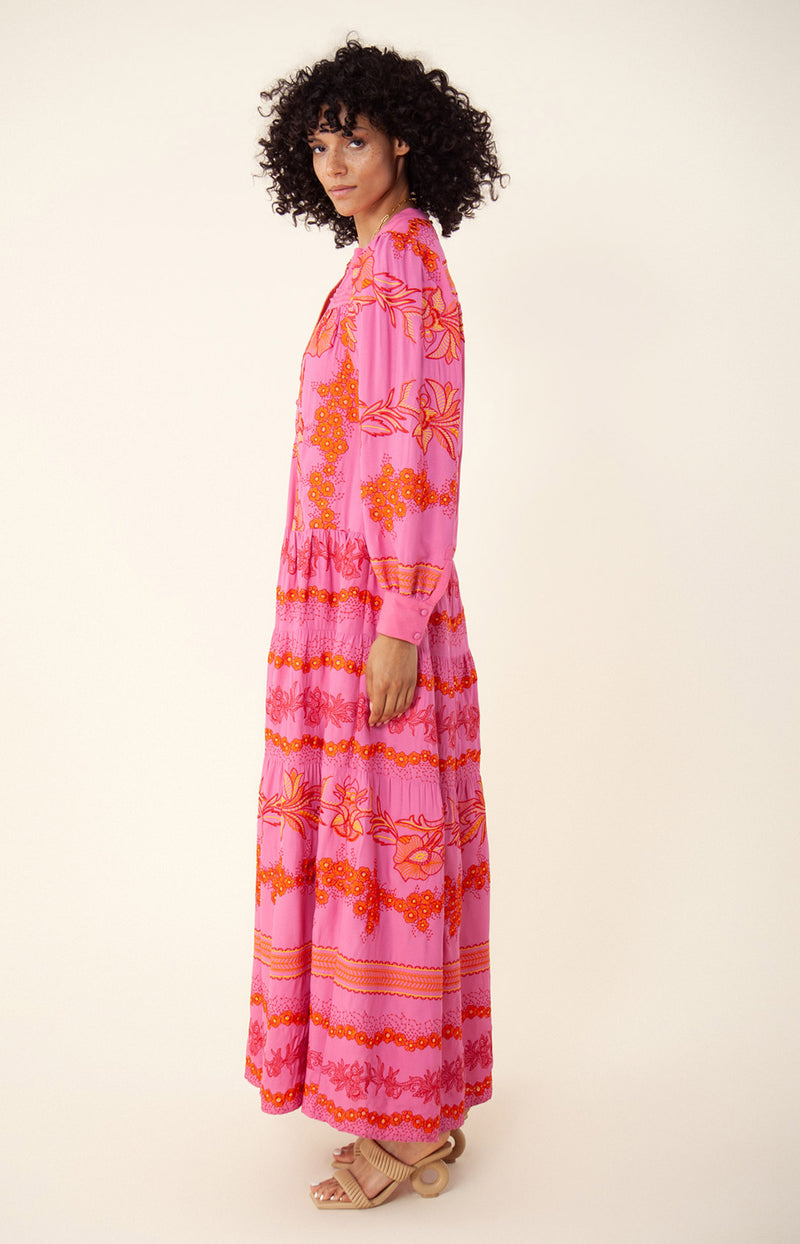 Janina Embroidered Maxi Dress, color_fuchsia