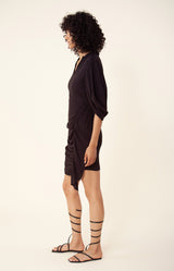 Keani Solid Draped Dress, color_black