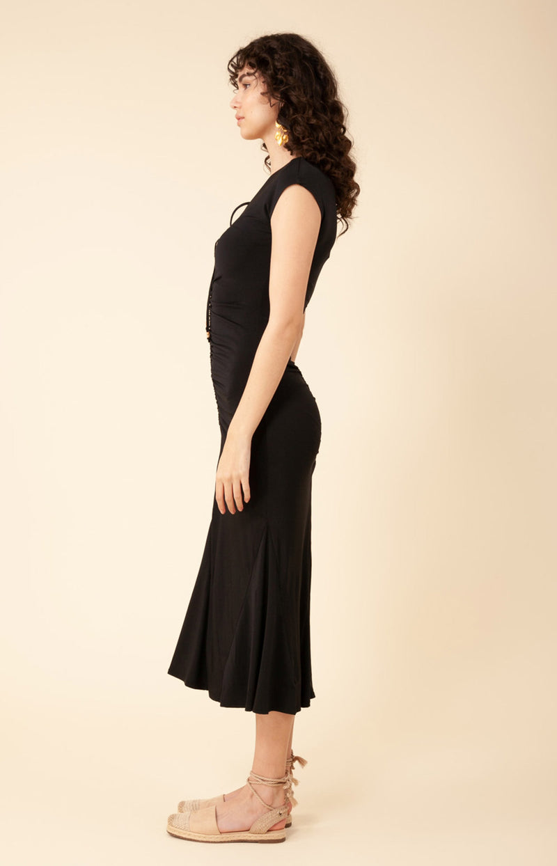 Izidora Solid Jersey Dress, color_black