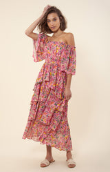 Zahara Tiered Dress, color_pink