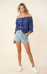 Dida Embroidered Off the Shoulder Top, color_navy