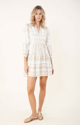 Clary Embroidered Dress, color_gold
