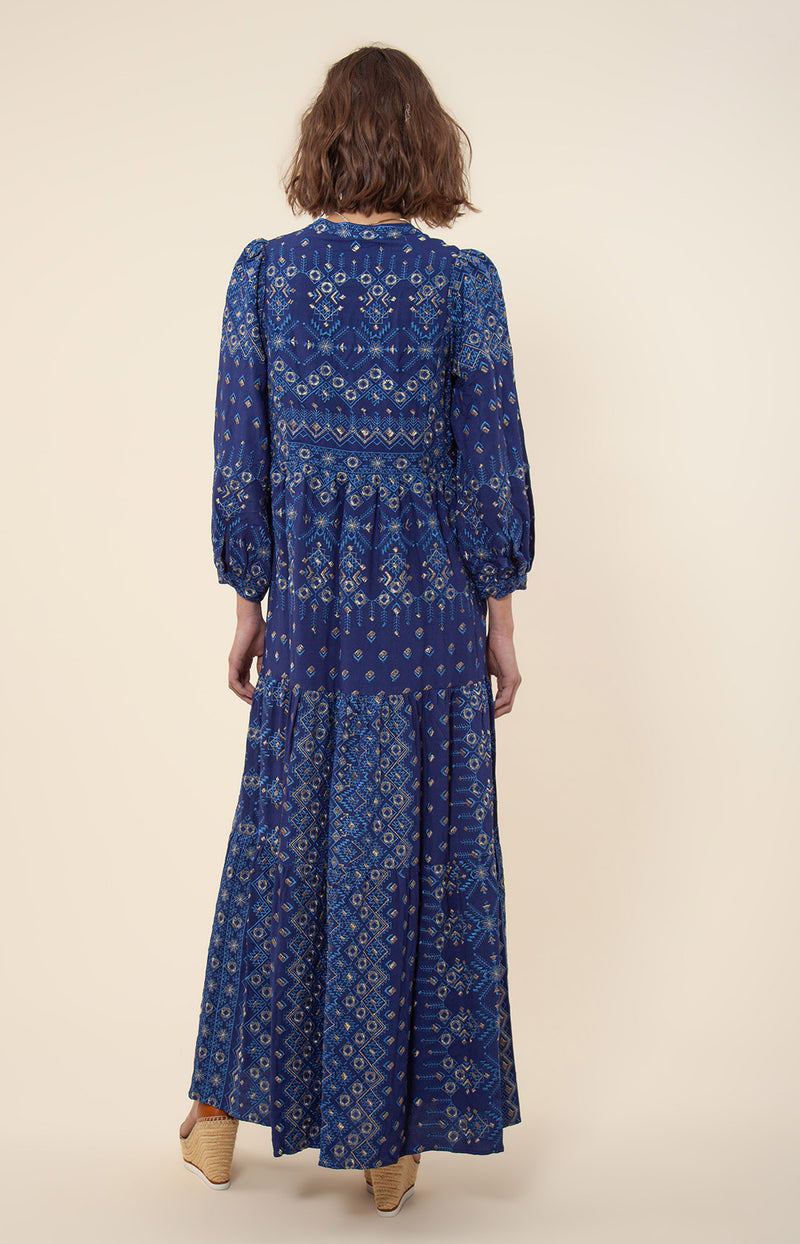 Clary Embroidered Maxi Dress, color_navy
