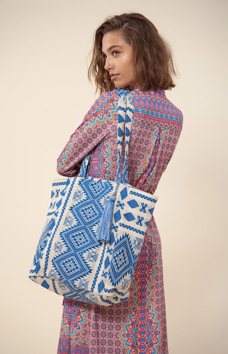 Aislinn Cotton Jacquard Bag, color_blue