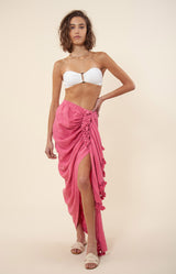 Venus Solid Draped Skirt, color_rose