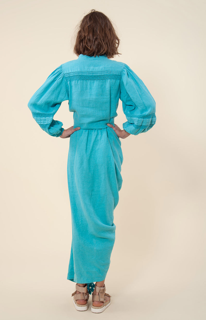 Angelina Solid Linen Top, color_teal