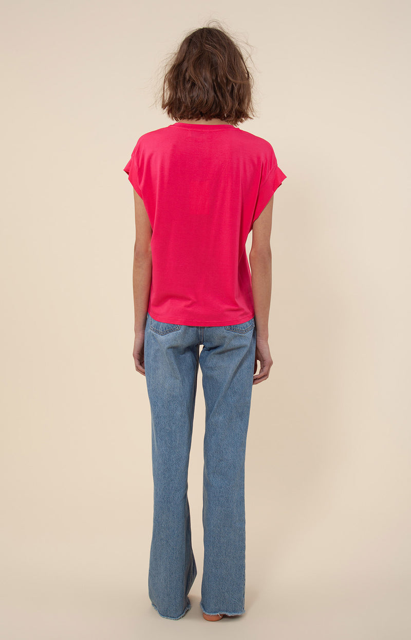 Sindy Solid Jersey Top, color_fuchsia