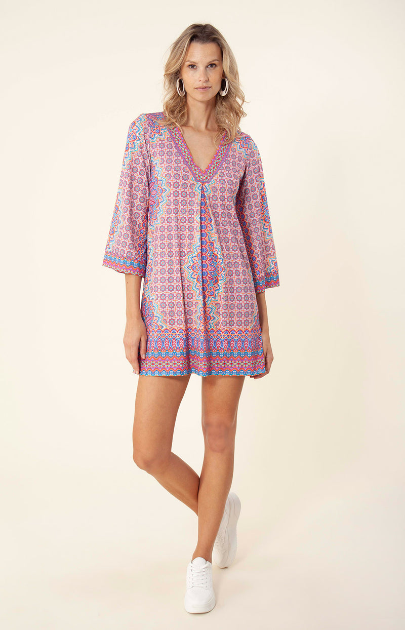 Nicolette Jersey Dress Beaded, color_fuchsia