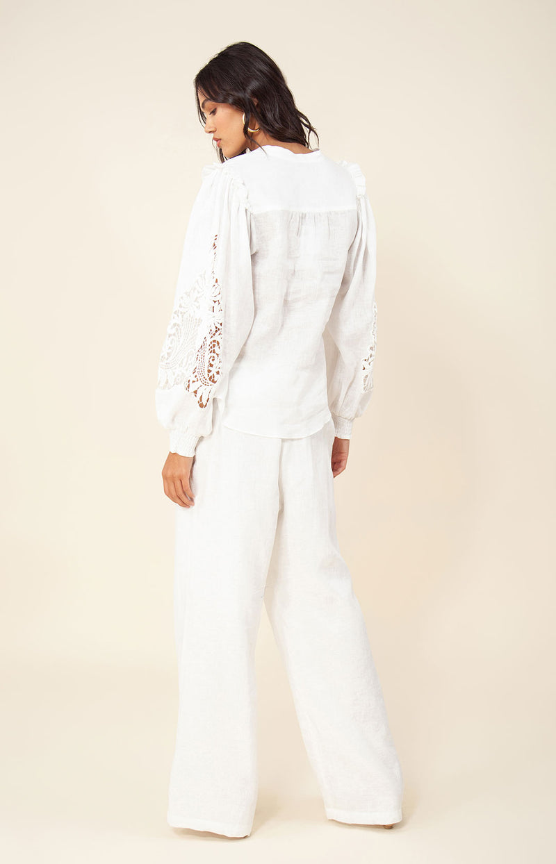 Ilaria Solid Linen Top, color_ivory