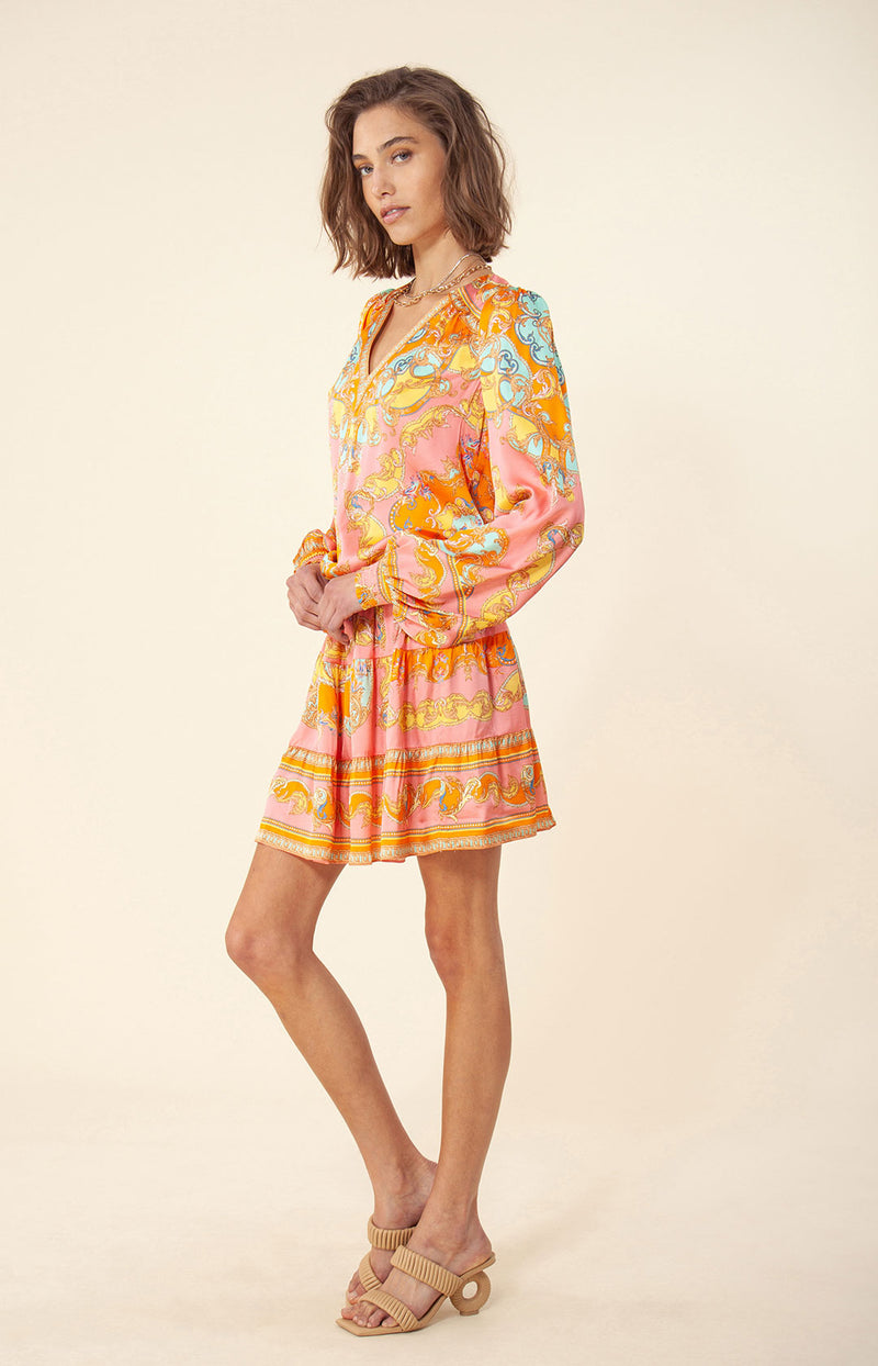 Garland Blouson Dress, color_pink