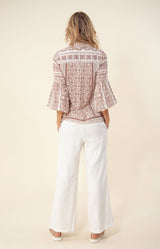 Tricia Voile Button Up Top, color_beige