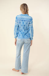 Tricia Voile Button Up Top, color_blue