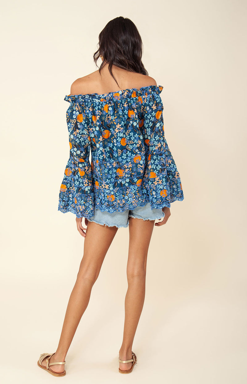 Mai Embroidered Eyelet Top, color_blue