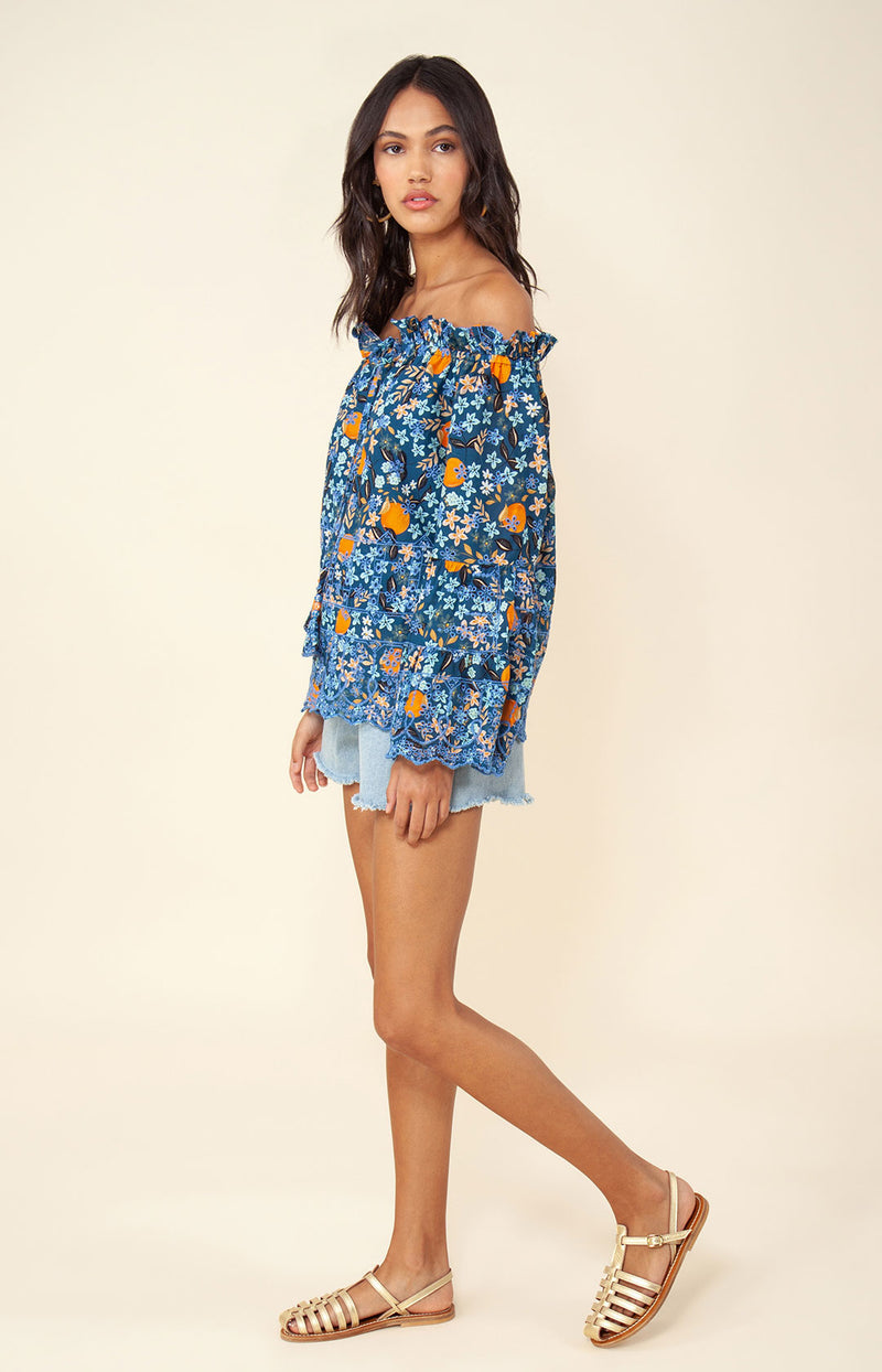 Mai Embroidered Eyelet Top, color_blue