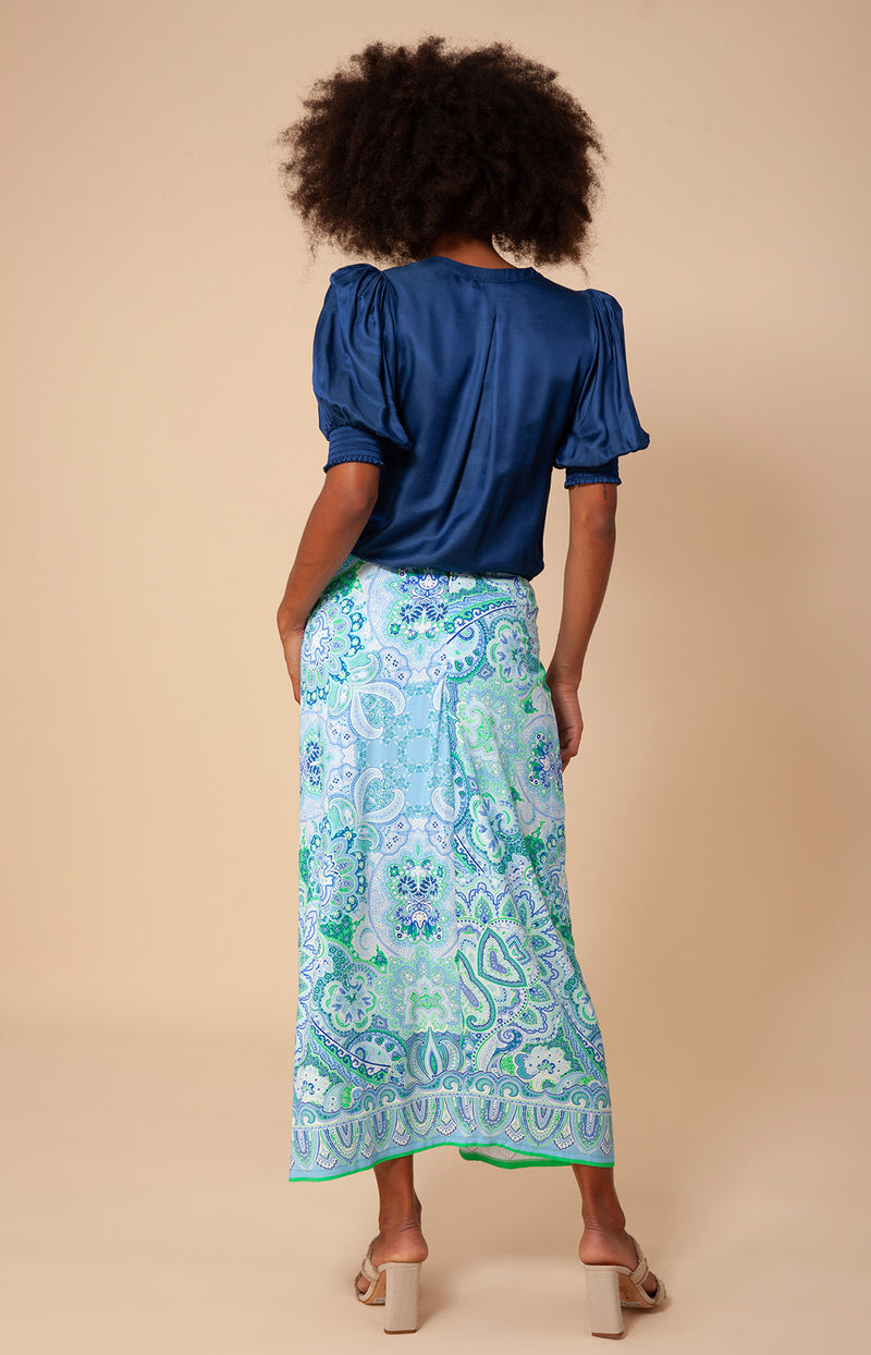 Adaline Draped Jersey Skirt, color_blue