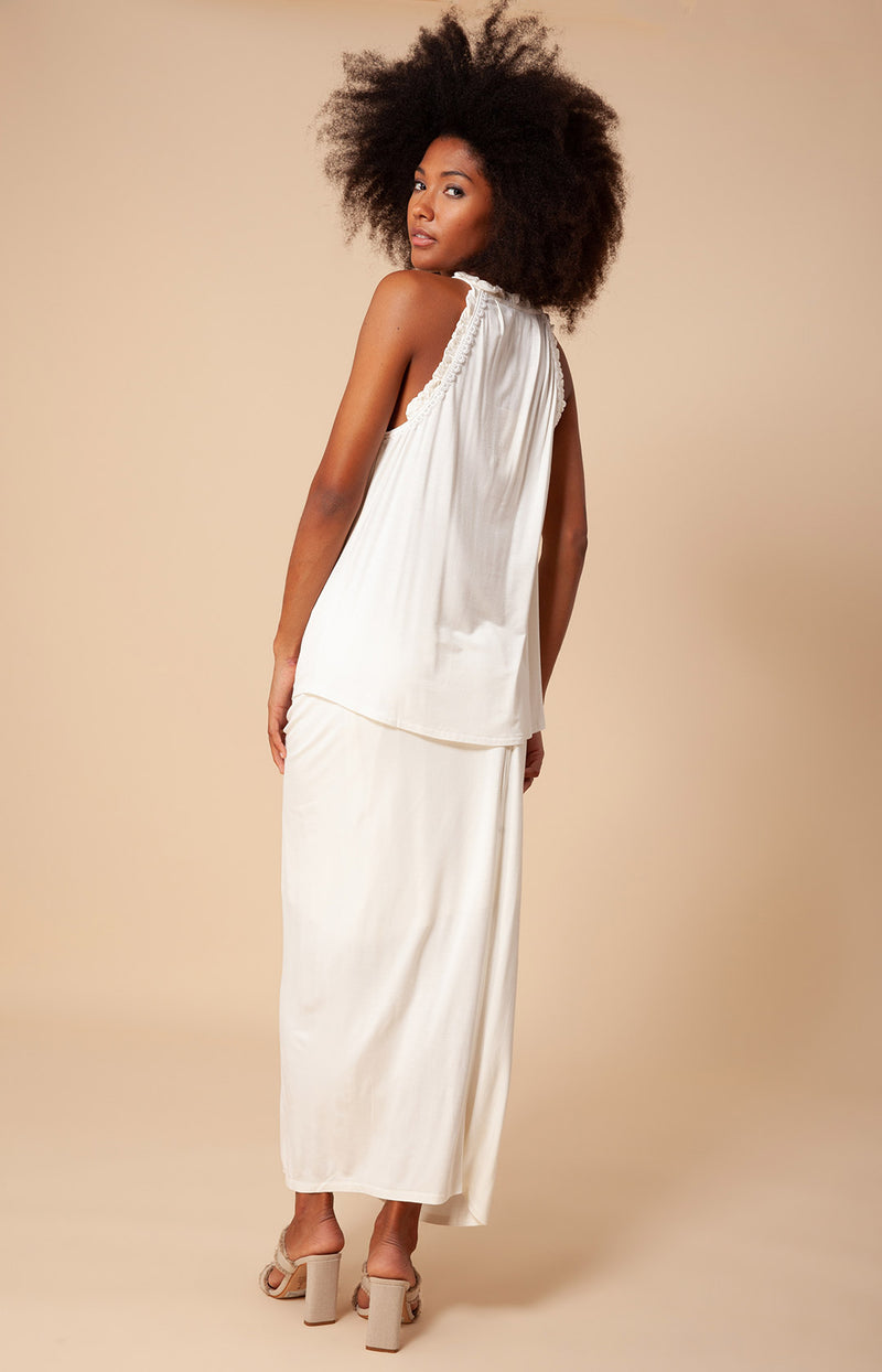 Adaline Draped Solid Jersey Skirt, color_white