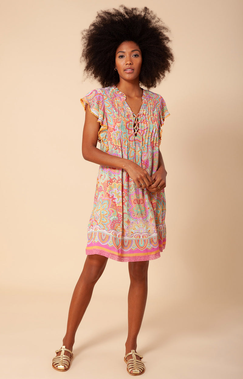Angelica Lace-up Dress, color_pink
