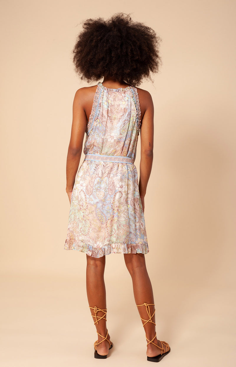 Melania Georgette Ruffle Trim Dress, color_beige