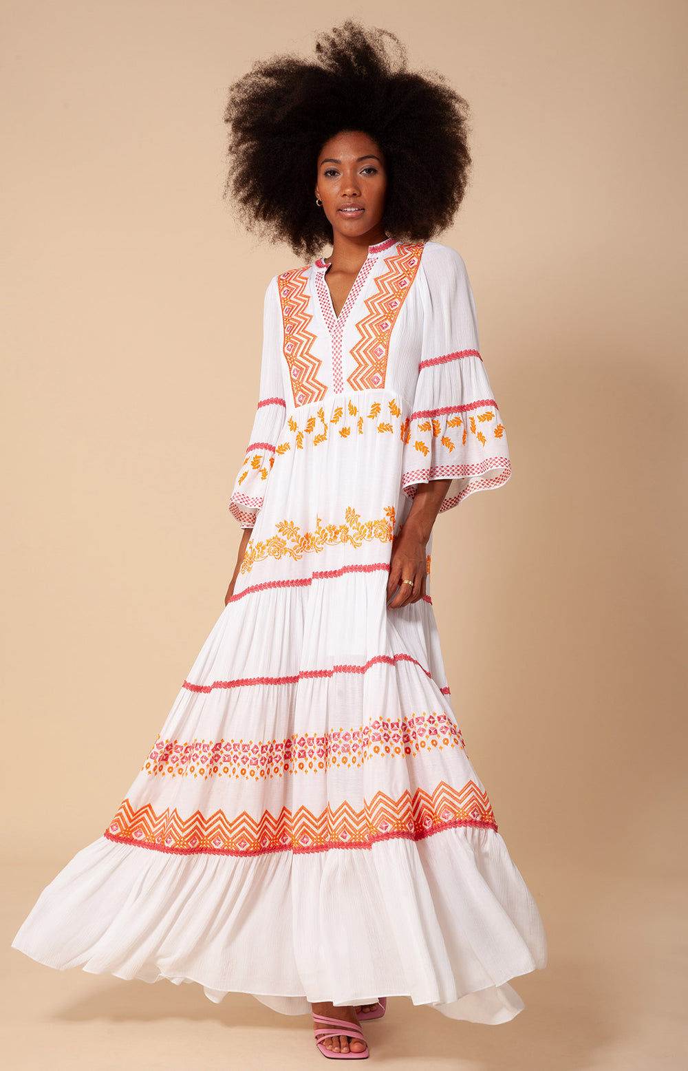 Coral embroidered dress clearance