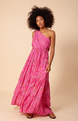 Charlize One Shoulder Maxi Dress, color_pink